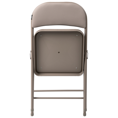4 Pack Folding Conference Chairs Taupe Metal Frame Padded PU Seats And Backrest For Meetings