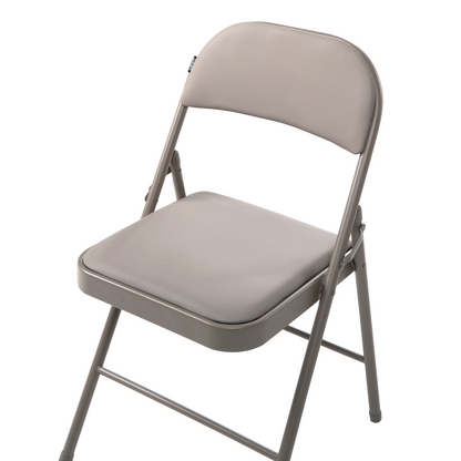 4 Pack Folding Conference Chairs Taupe Metal Frame Padded PU Seats And Backrest For Meetings