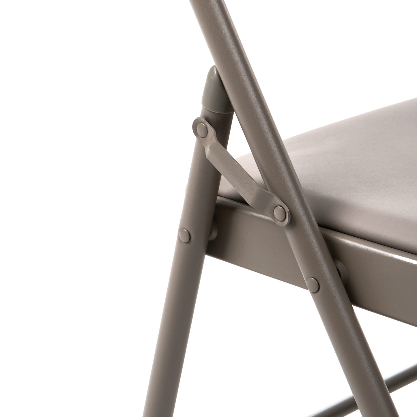 4 Pack Folding Conference Chairs Taupe Metal Frame Padded PU Seats And Backrest For Meetings