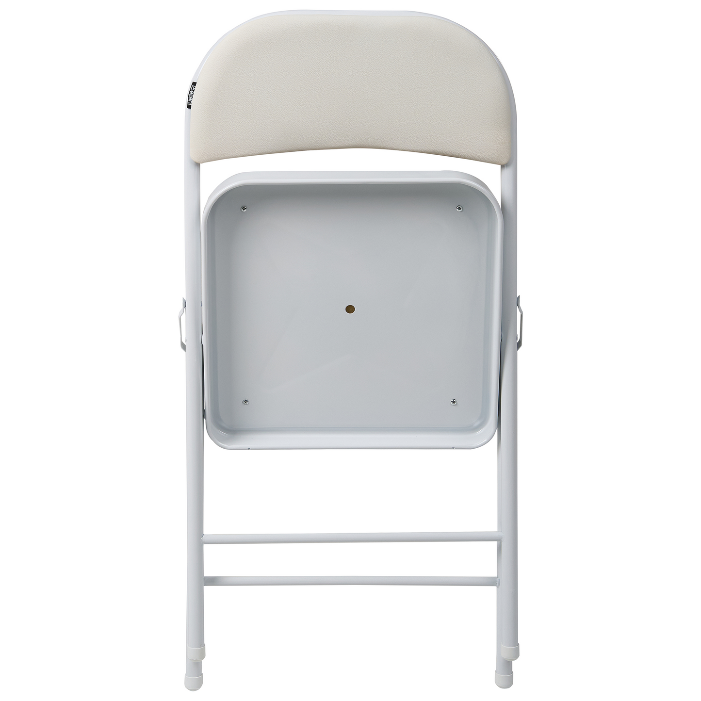 Four Pack Folding Chairs White Metal Frame Padded PU