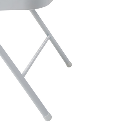 Four Pack Folding Chairs White Metal Frame Padded PU