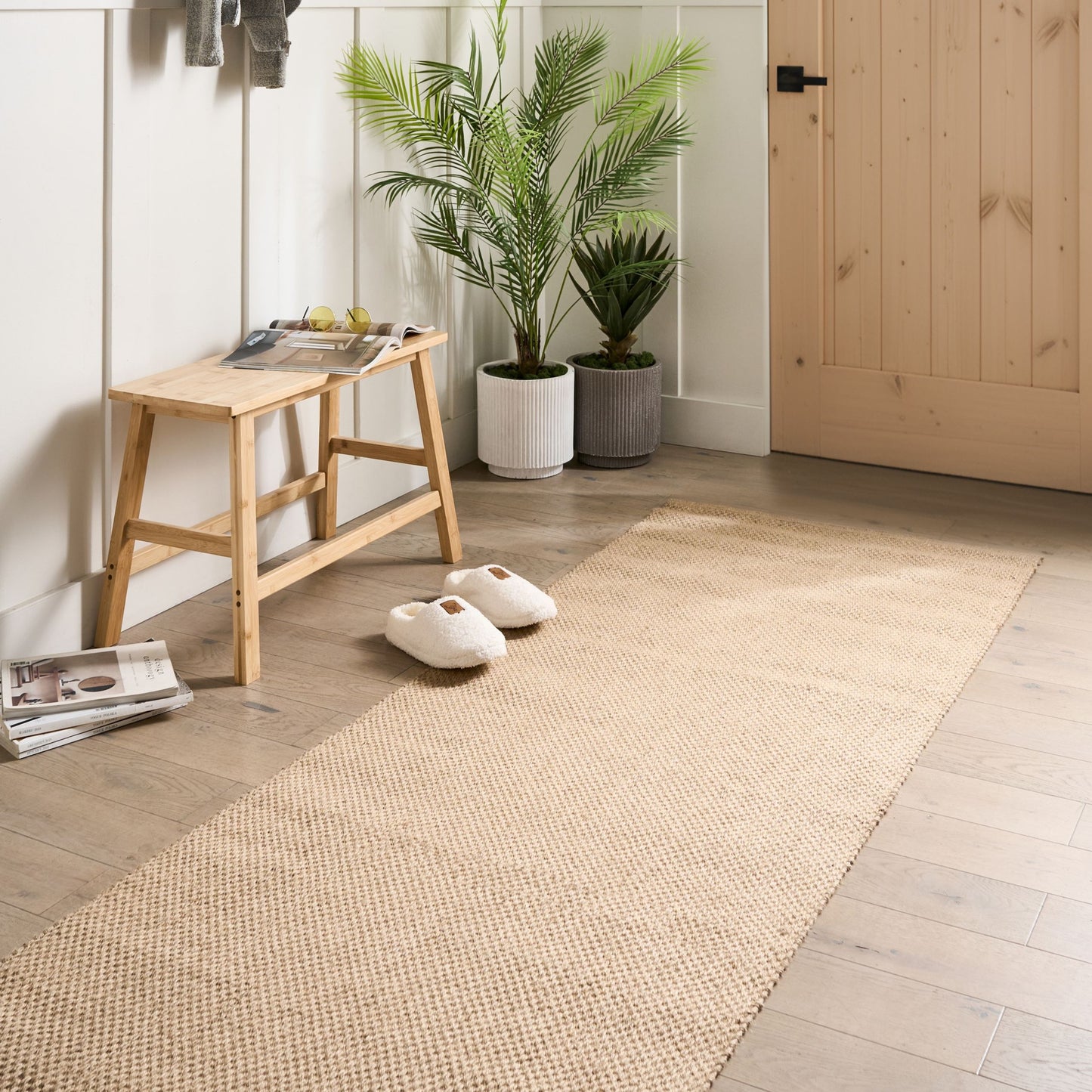 Jute Runner Rug 80 x 300 Light Beige Braided Rustic