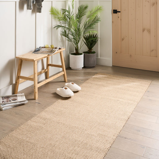 Jute Runner Rug 80 x 300 Light Beige Braided Rustic