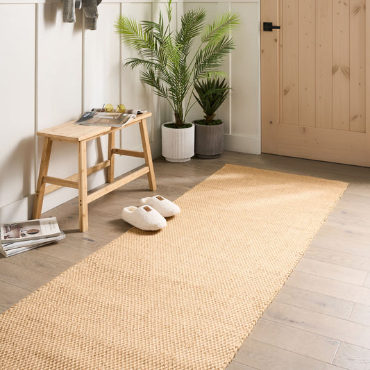 Beige Jute Runner Rug 80 x 300cm Braided Rustic Hallway Bedroom Natural Floor Runner