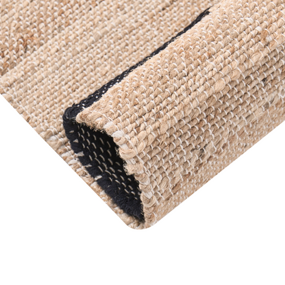 Jute Area Rug 160 x 230 Beige Black Rustic Weave