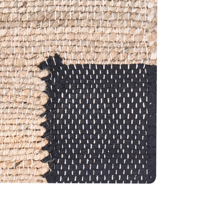 Jute Area Rug 160 x 230 Beige Black Rustic Weave