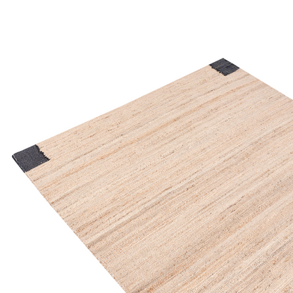 Jute Area Rug 160 x 230 Beige Black Rustic Weave