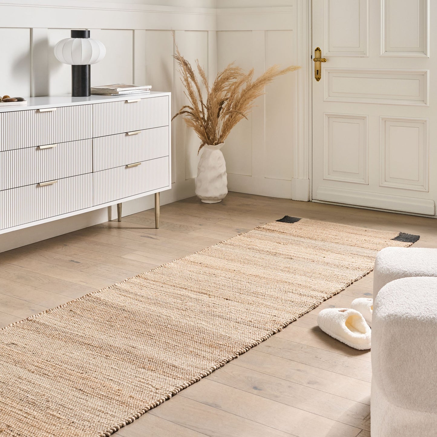 Jute Runner Rug 80 x 300cm Beige And Black Rustic Hallway Bedroom Decor
