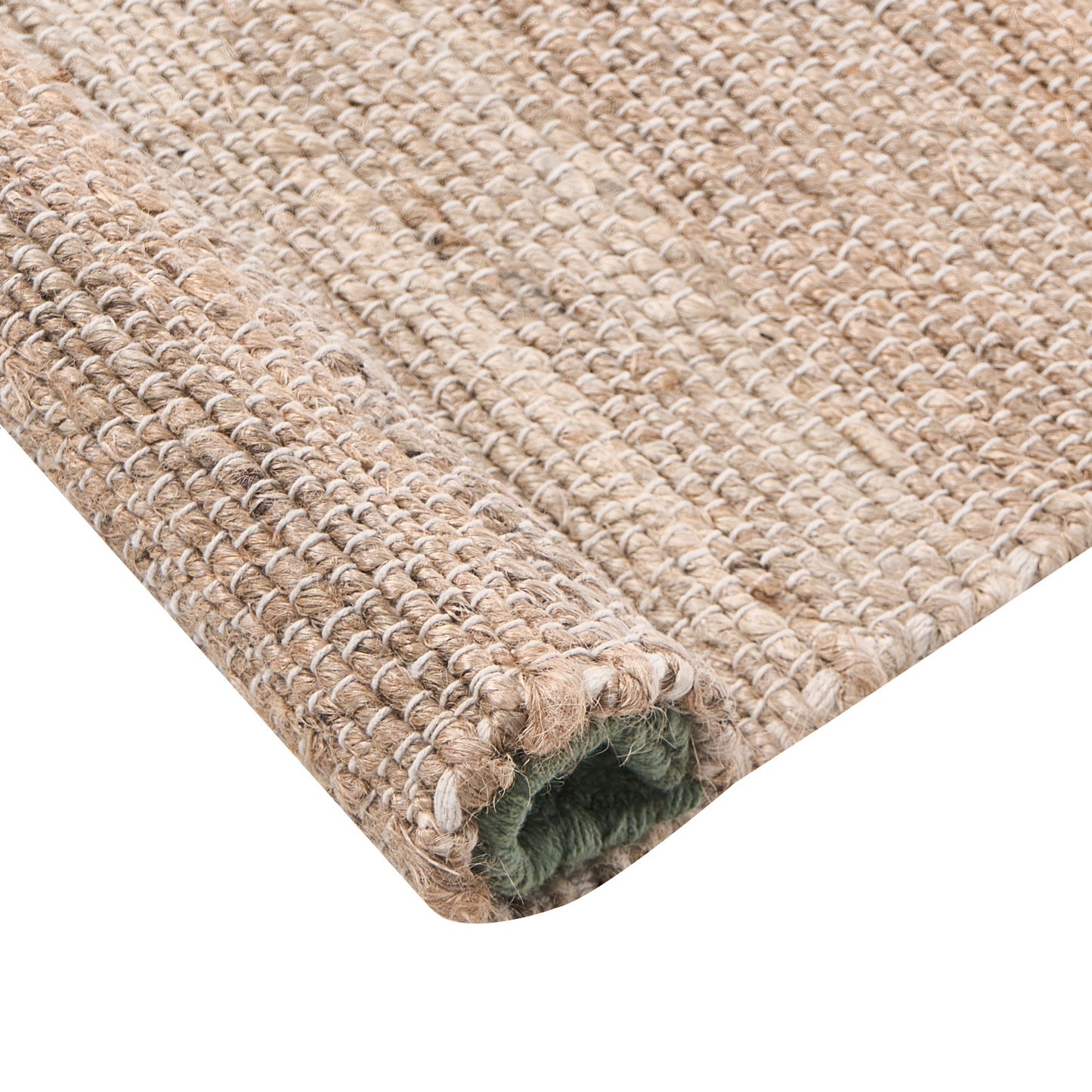 Runner Rug Beige And Green Jute 80 x 300cm Woven Rustic Hallway