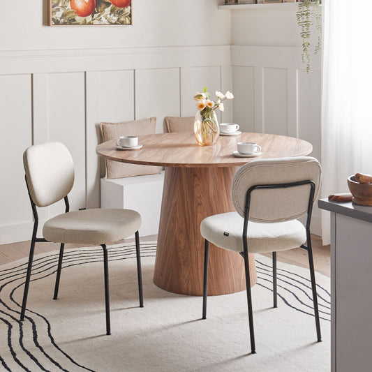 Set of 2 Armless Dining Chairs Light Beige Fabric