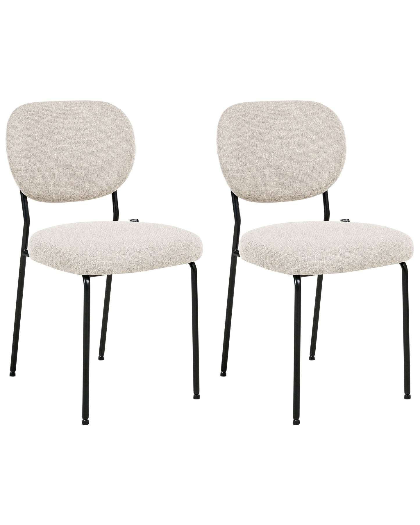 Set of 2 Armless Dining Chairs Light Beige Fabric