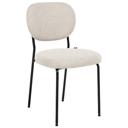 Set of 2 Armless Dining Chairs Light Beige Fabric