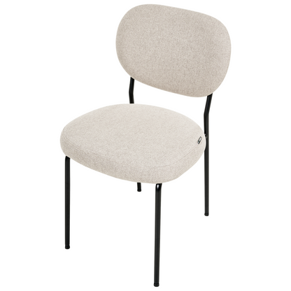 Set of 2 Armless Dining Chairs Light Beige Fabric