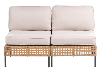 Outsunny Outdoor 2 Seater Beige PE Rattan Sofa With Cushions