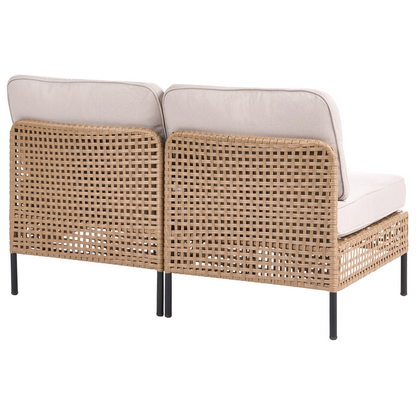 Outsunny Outdoor 2 Seater Beige PE Rattan Sofa With Cushions