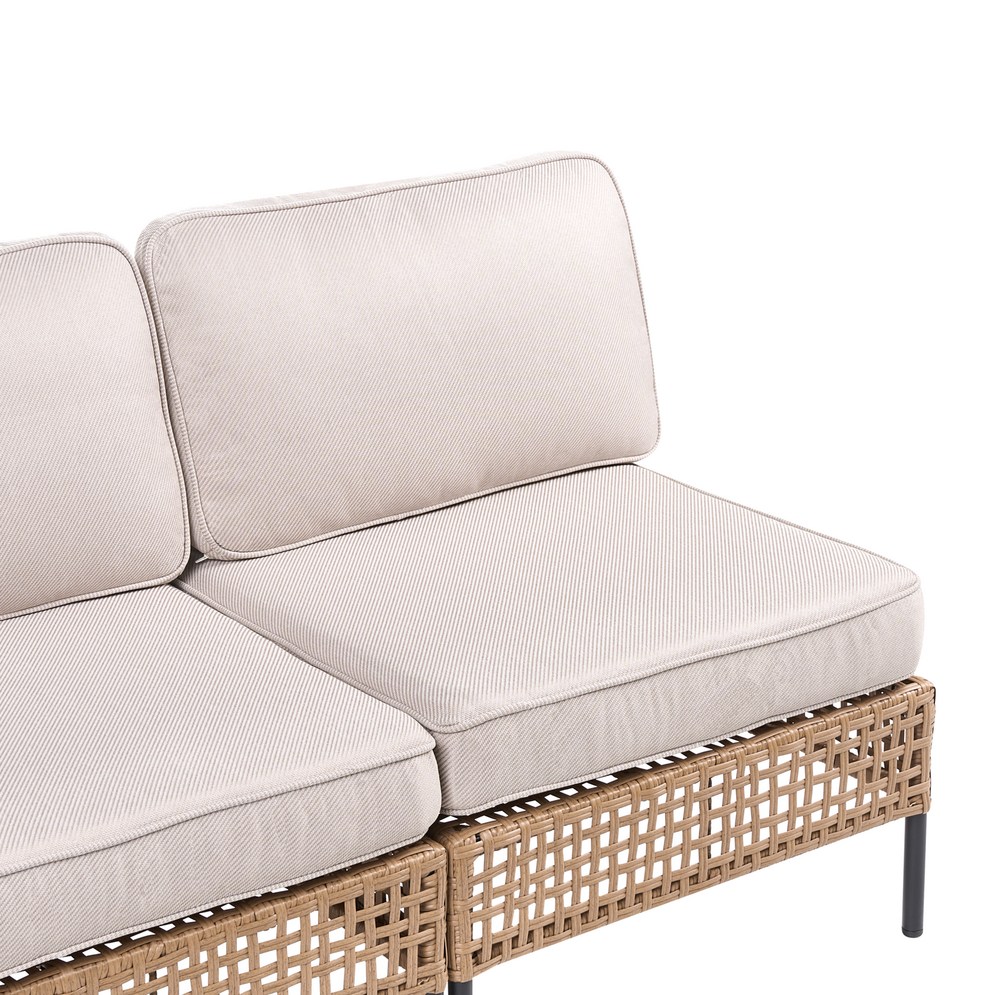 Outsunny Outdoor 2 Seater Beige PE Rattan Sofa With Cushions