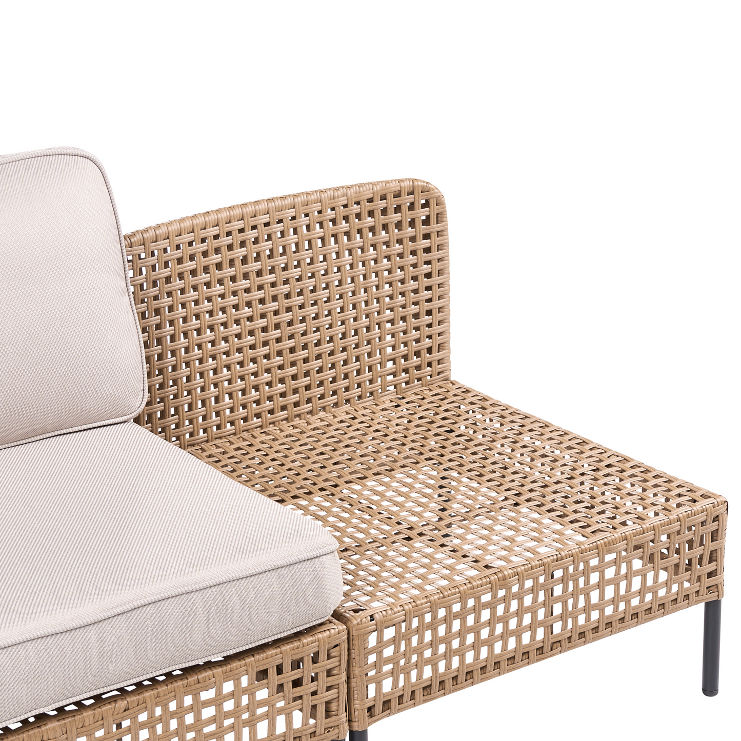 Outsunny Outdoor 2 Seater Beige PE Rattan Sofa With Cushions