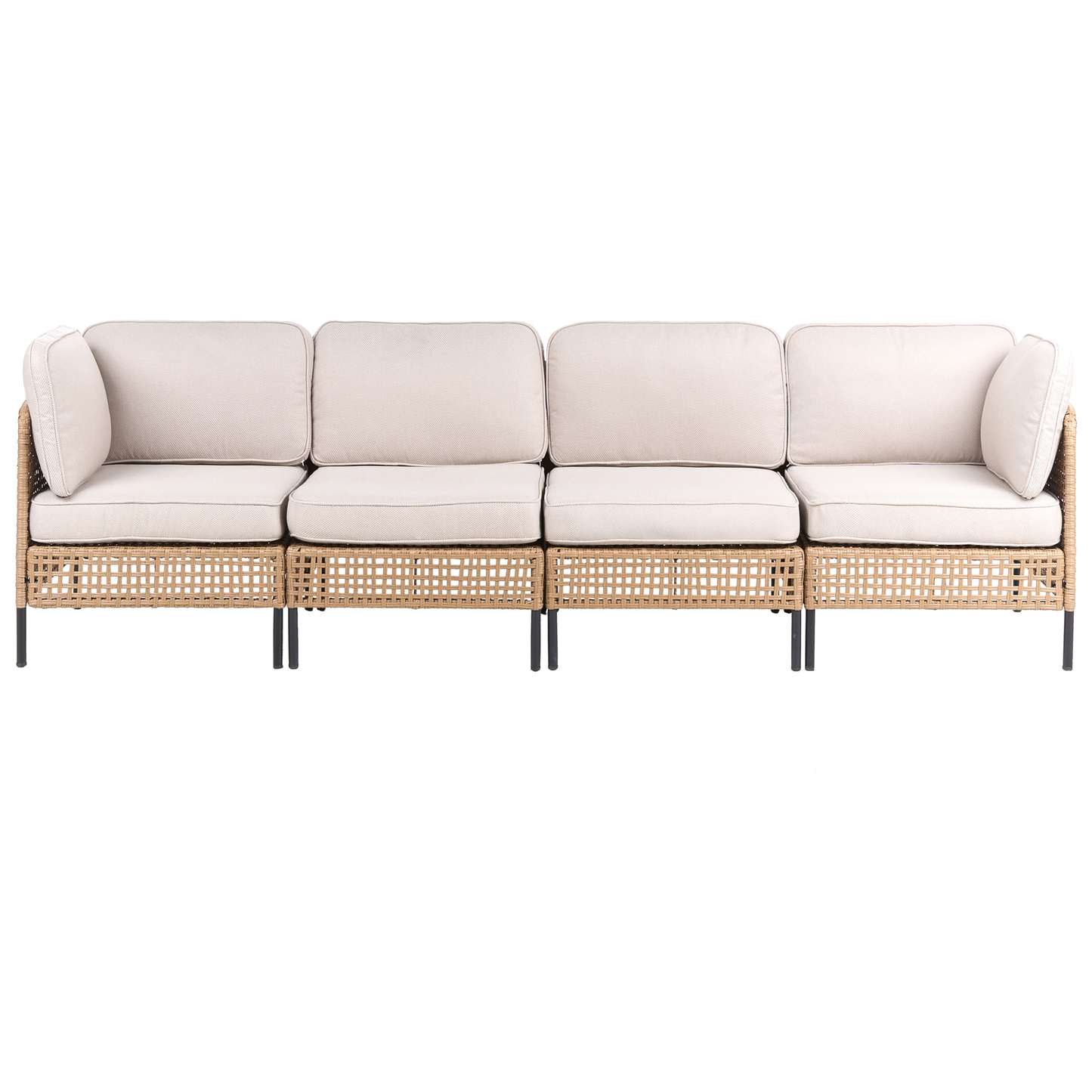 Veranda Luxe Outdoor 4 Seater Sofa Set Light Beige PE Rattan