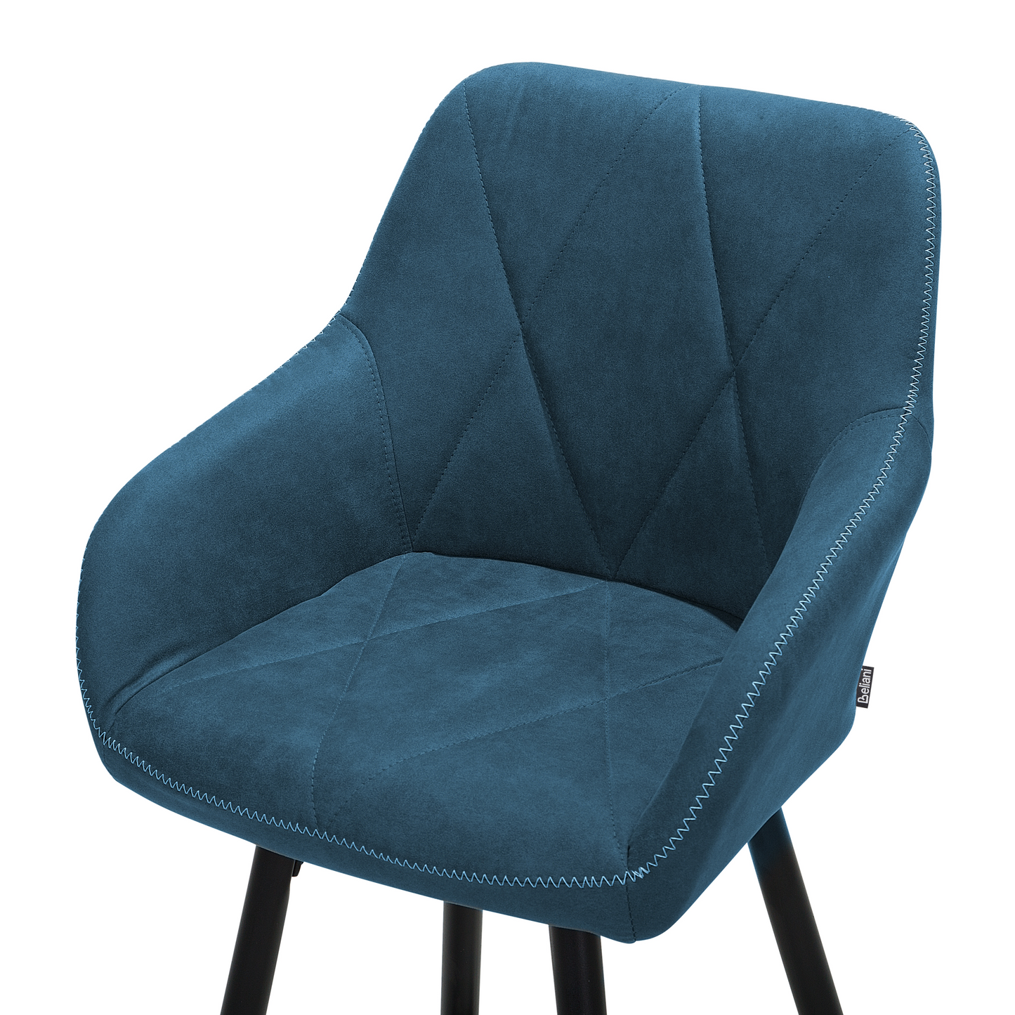 Name Blue Bar Stool Set 2 With Padded Back And Black Metal Legs
