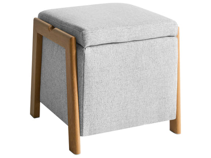 Retro Pouffe With Storage Light Grey Fabric