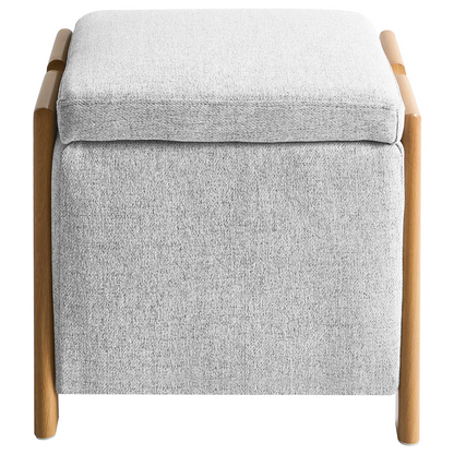 Retro Pouffe With Storage Light Grey Fabric