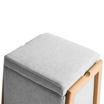 Retro Pouffe With Storage Light Grey Fabric