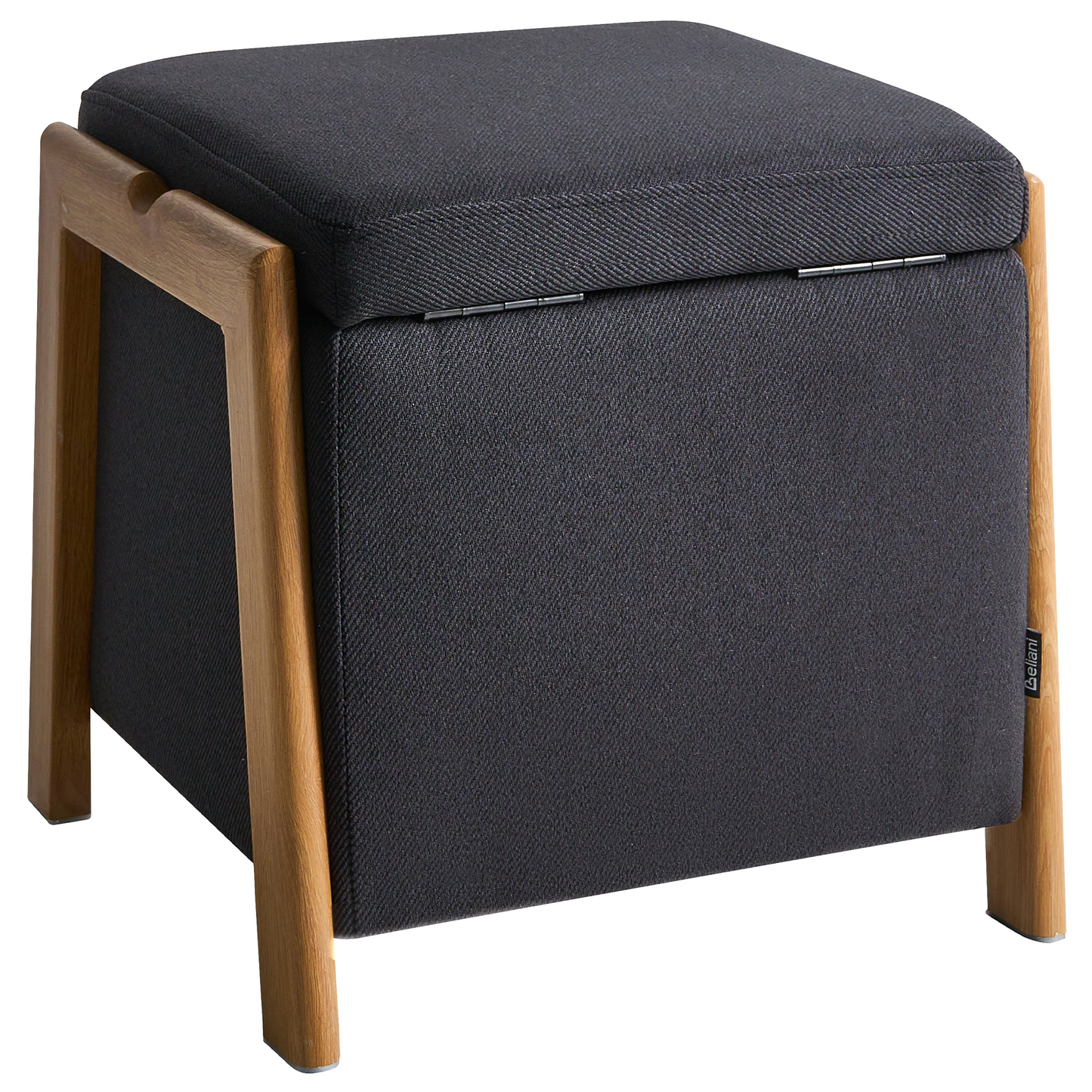 Glam Pouffe With Storage Black Fabric Living Room