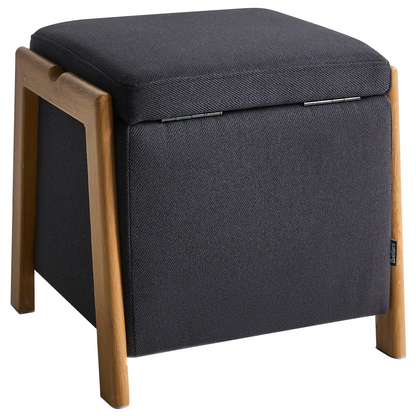 Glam Pouffe With Storage Black Fabric Living Room