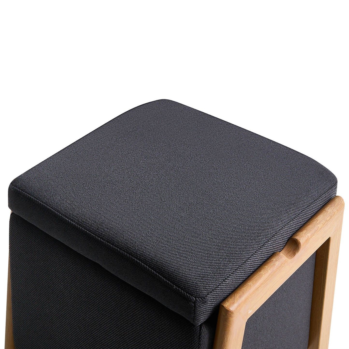 Glam Pouffe With Storage Black Fabric Living Room