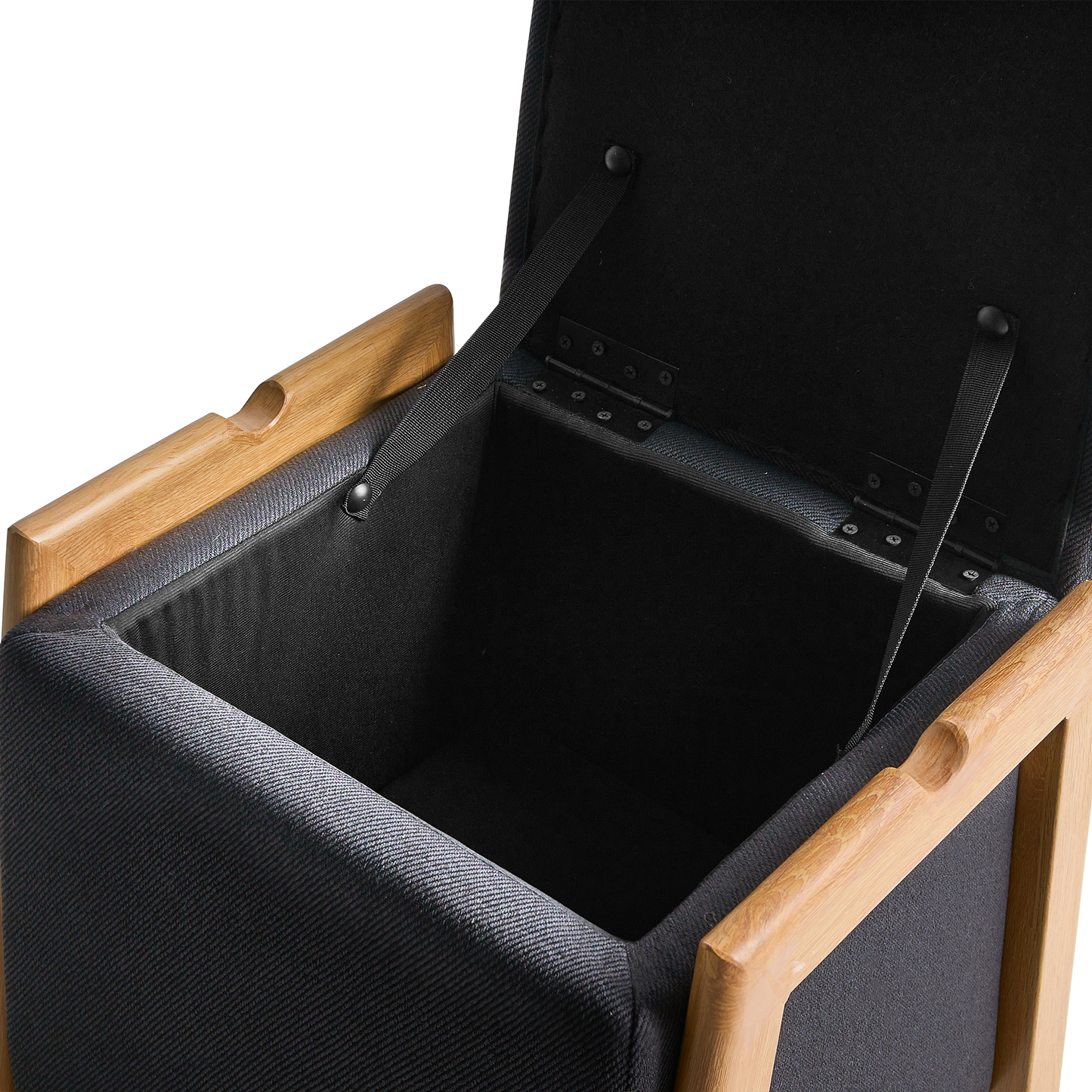 Glam Pouffe With Storage Black Fabric Living Room
