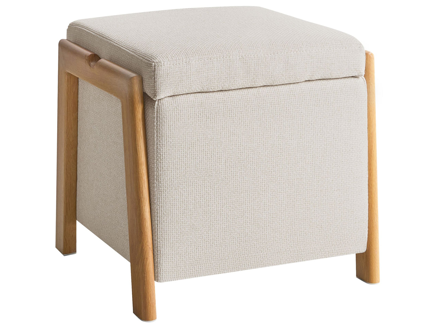 Retro Pouffe With Hidden Storage In Light Beige Fabric