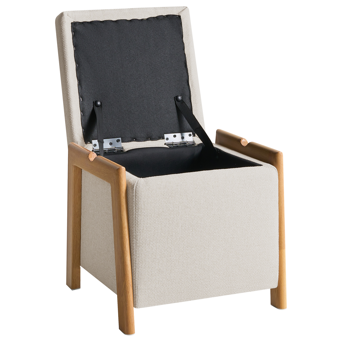 Retro Pouffe With Hidden Storage In Light Beige Fabric