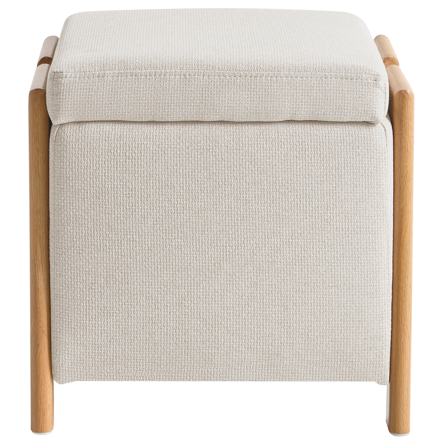Retro Pouffe With Hidden Storage In Light Beige Fabric