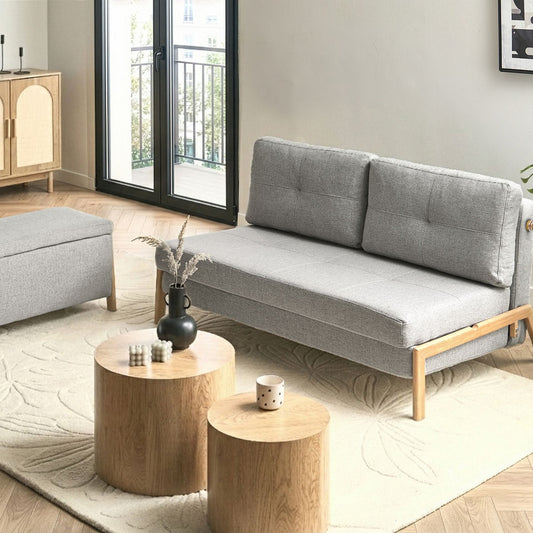Sofa and Bench Set With Sleep Function and Iron Legs