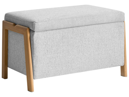 Storage Bench Light Grey Fabric Upholstery