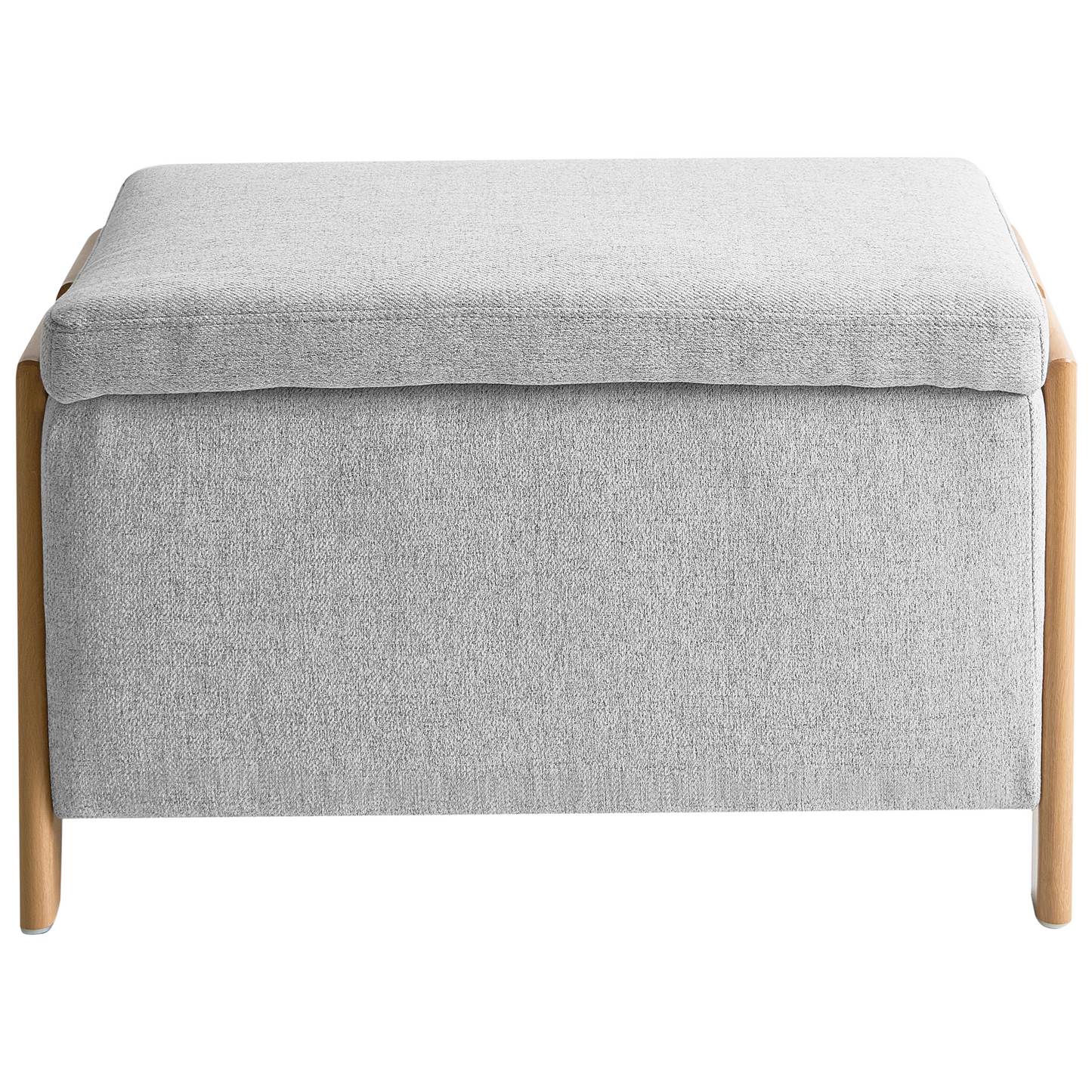 Storage Bench Light Grey Fabric Upholstery
