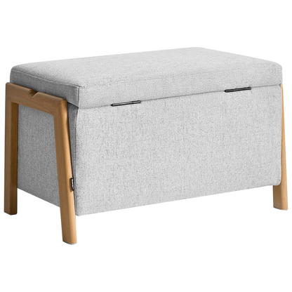 Storage Bench Light Grey Fabric Upholstery