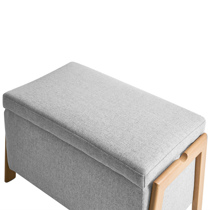 Storage Bench Light Grey Fabric Upholstery