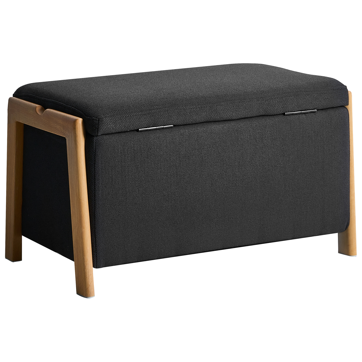 Storage Bench Black Fabric Upholstery With Hidden Storage