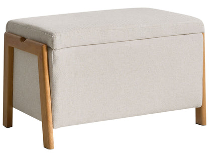 Storage Bench Light Beige Fabric Upholstery With Hidden Storage And Modern Design