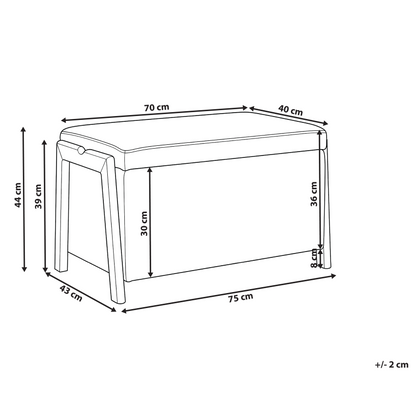 Storage Bench Light Beige Fabric Upholstery With Hidden Storage And Modern Design