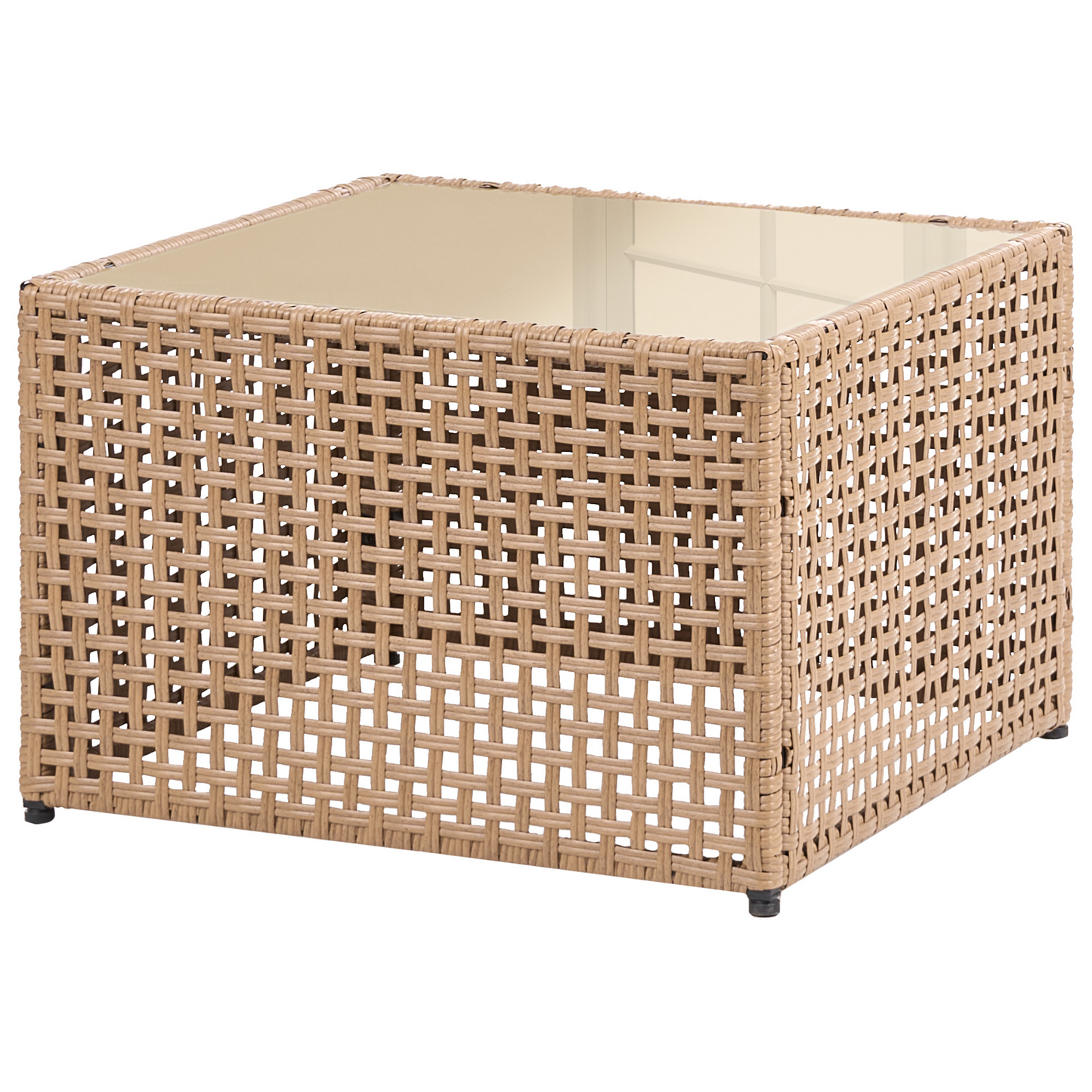 Outdoor 2 Seater Sofa Set with Glass Table Light Beige