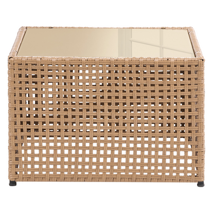 Outdoor 2 Seater Sofa Set with Glass Table Light Beige
