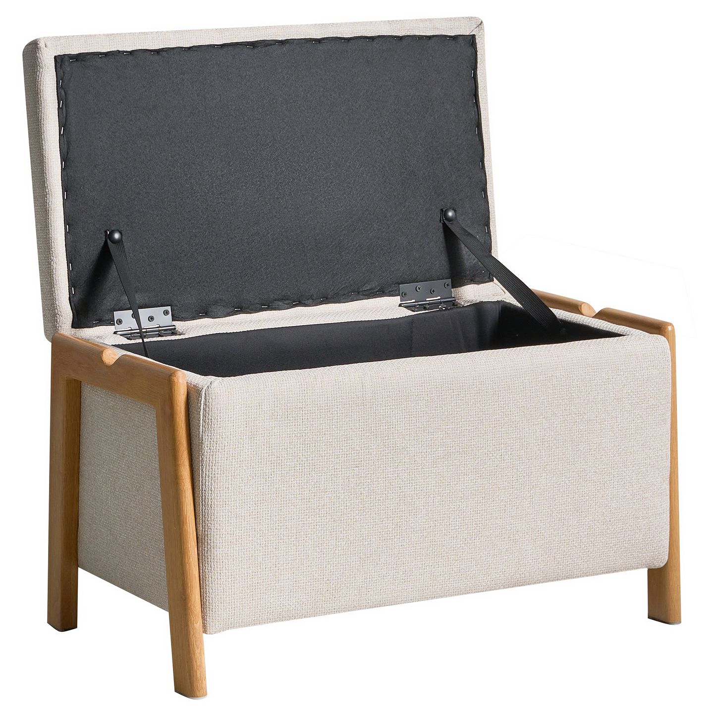Sofa Bench Set Beige Fabric With Iron Legs Sleep Function