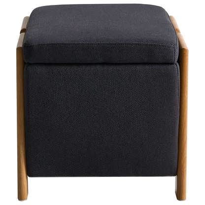Sofa And Pouffe Set Black Fabric Iron Legs Sleep Function