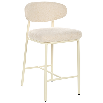 Boucle Bar Chairs Set Of 2 Armless With Iron Legs Light Beige
