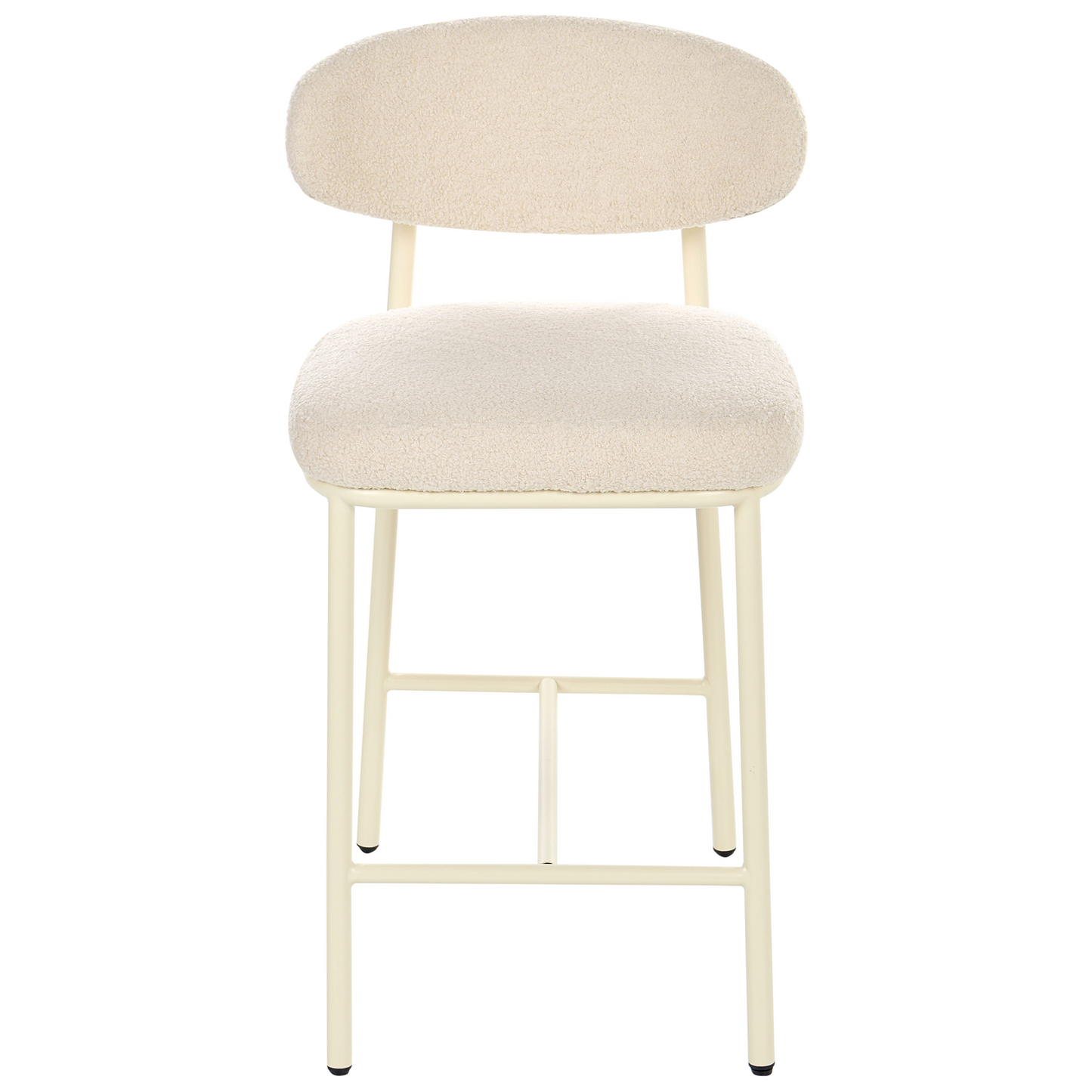 Boucle Bar Chairs Set Of 2 Armless With Iron Legs Light Beige