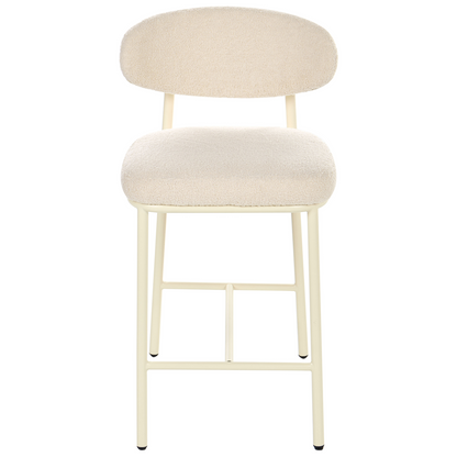 Boucle Bar Chairs Set Of 2 Armless With Iron Legs Light Beige