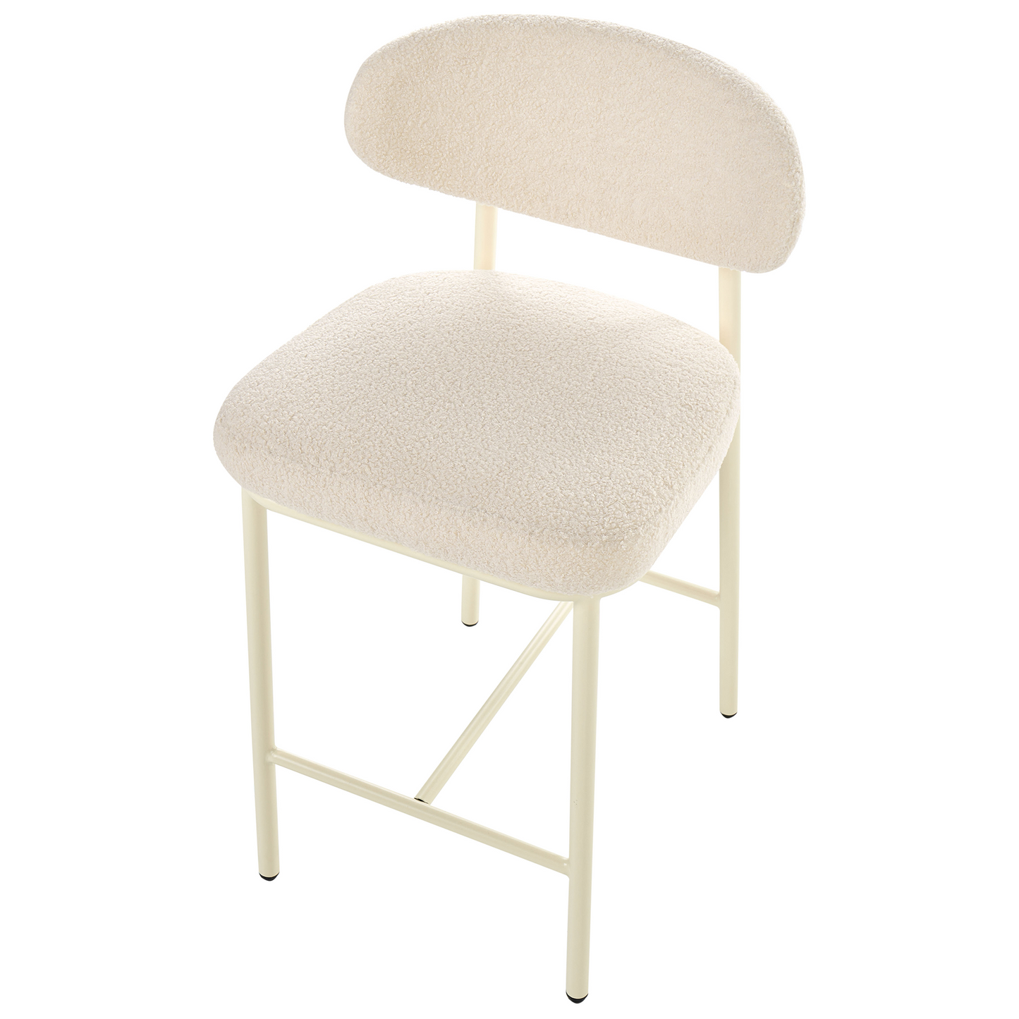 Boucle Bar Chairs Set Of 2 Armless With Iron Legs Light Beige