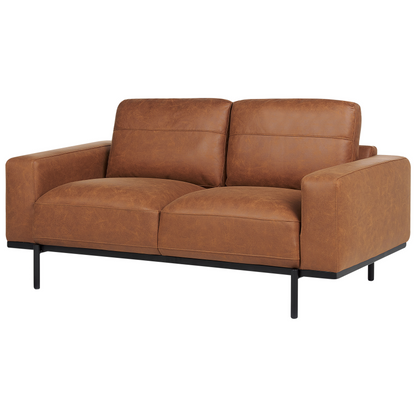 6 Seater Brown Faux Leather Sofa Set With Metal Legs